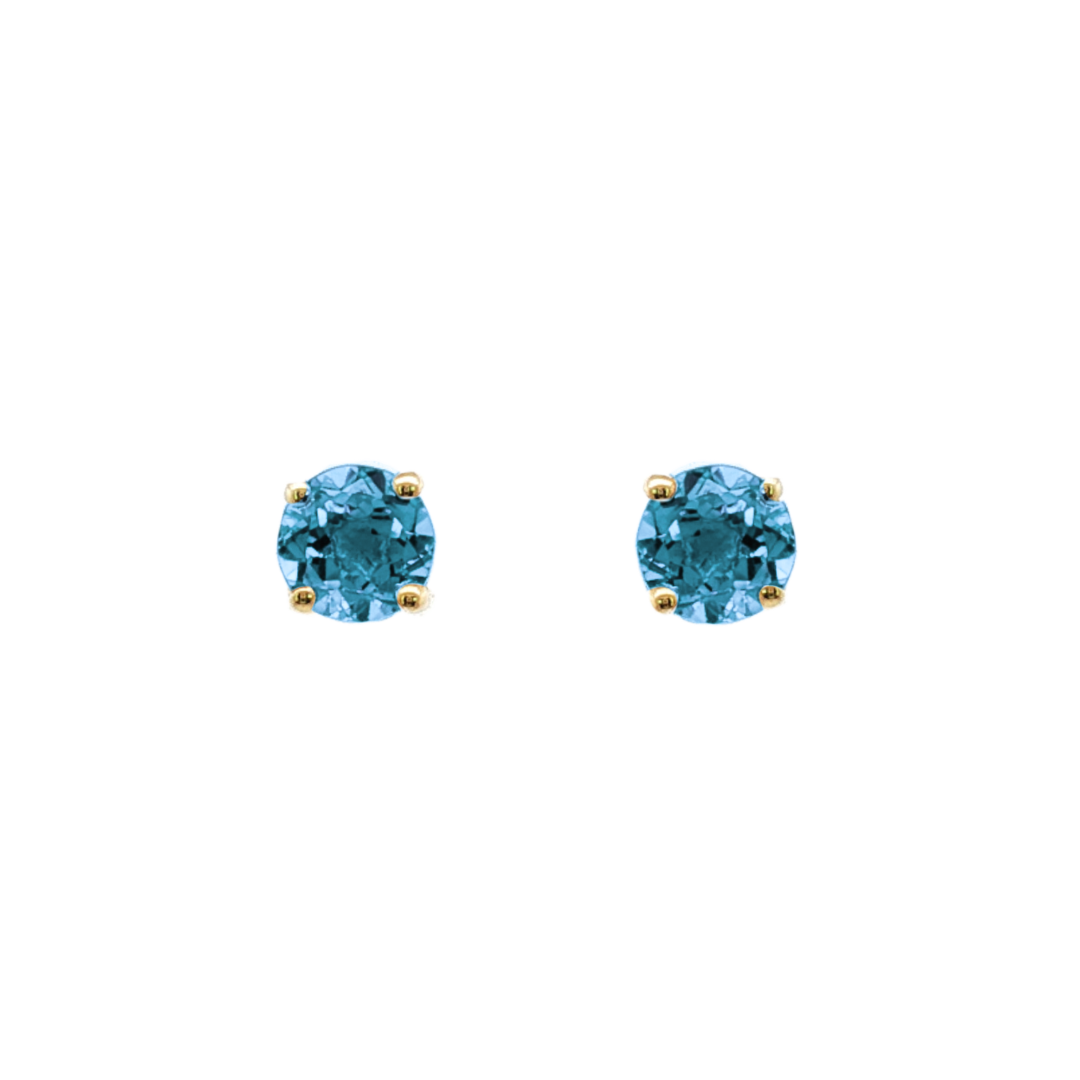 9k Yellow Gold 5mm London Blue Topaz Stud Earrings