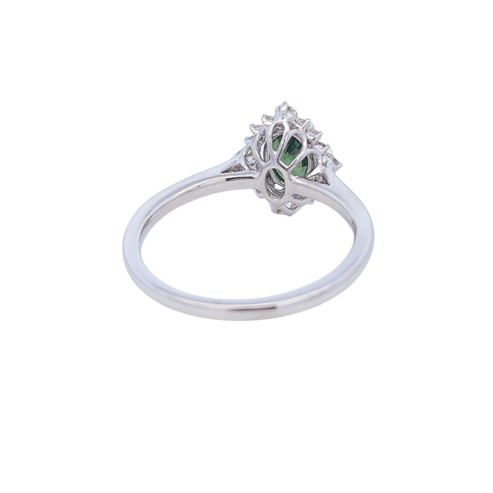 18k White Gold Sunrise Green Sapphire Ring