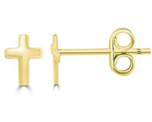 9k Yellow Gold Cross Stud Earrings