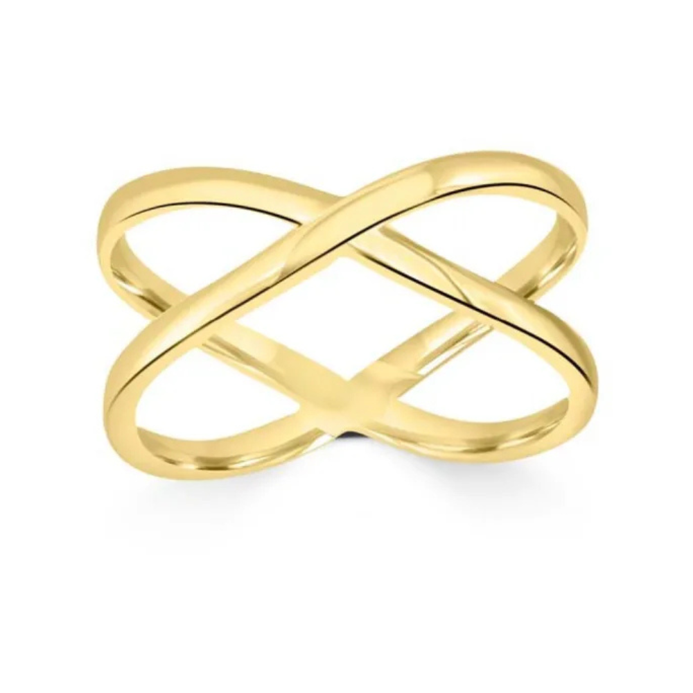 9k Yellow Gold Cross Over Ring