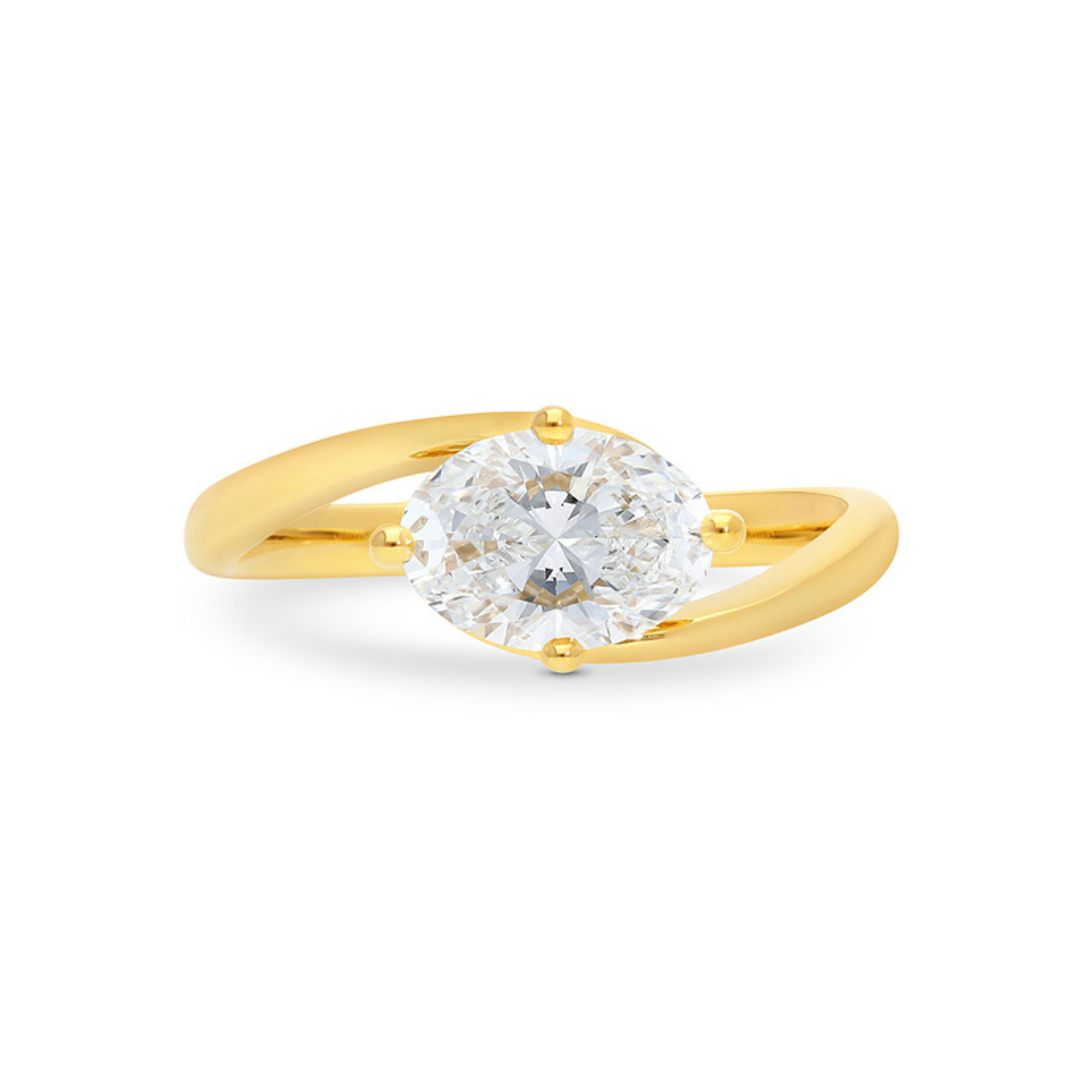 9k Yellow Gold 'Chloe' East West Oval Solitaire