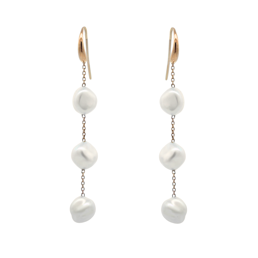 9k Yellow Gold Lumine Keshi Pearl Drop Hook Earrings