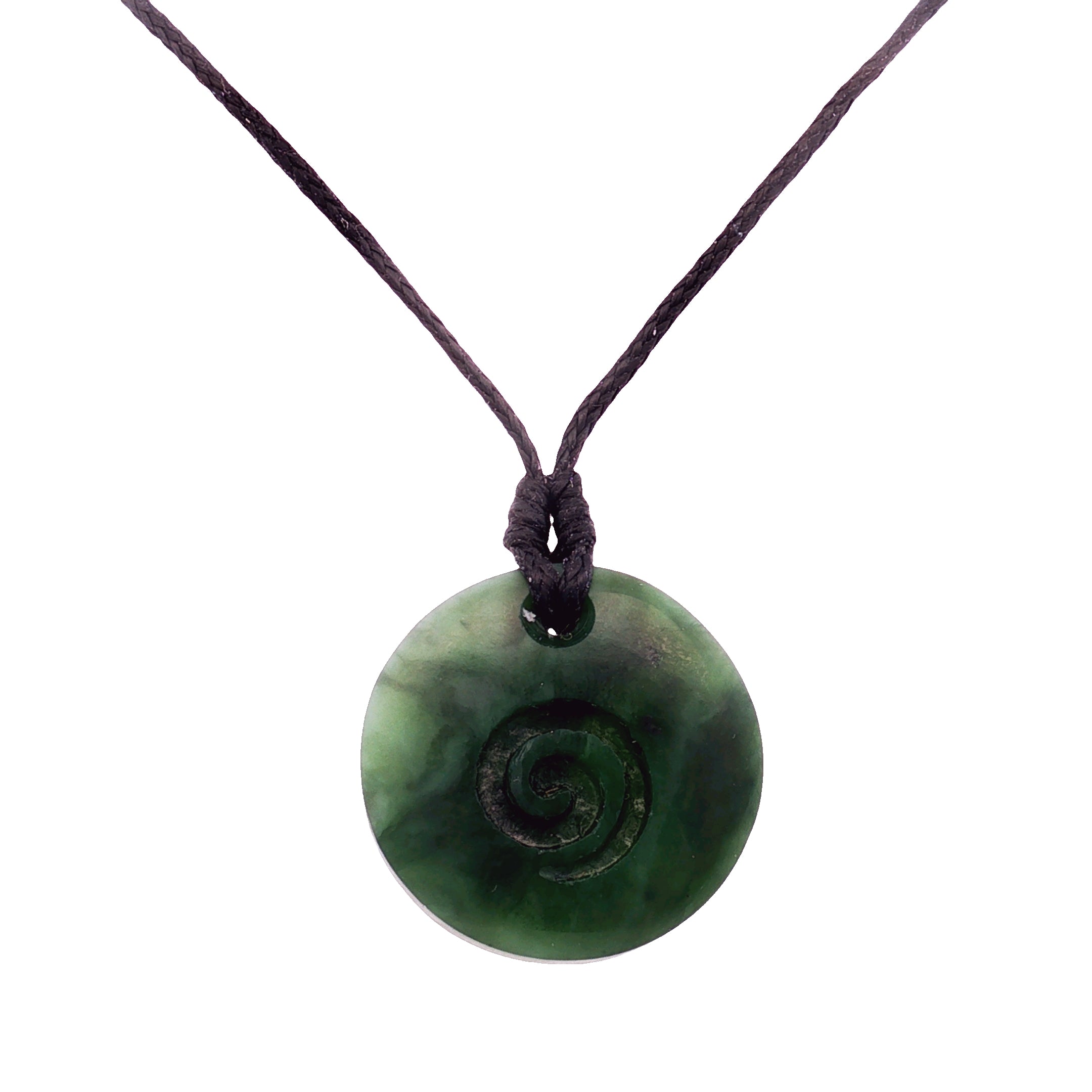 Round Engraved Single Koru Pounamu Necklace