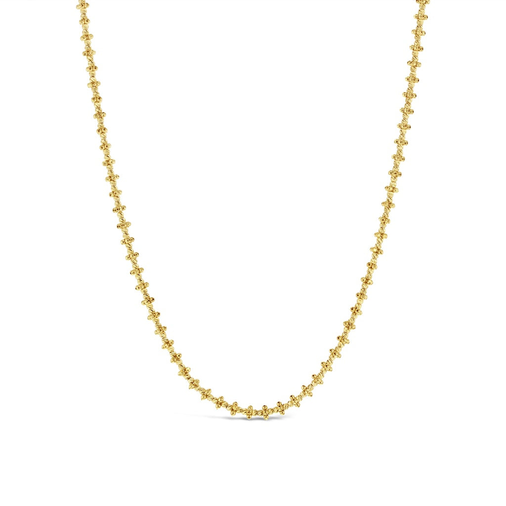 9k Yellow Gold Diamond Cut Beaded Necklace
