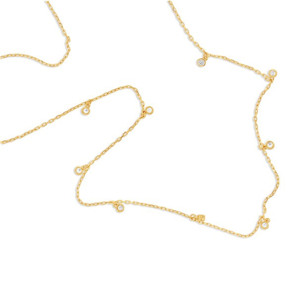 9k Yellow Gold CZ Golden Dew Drops Necklace