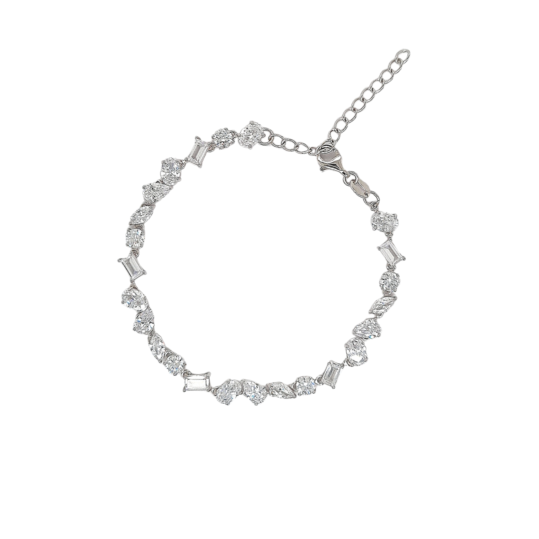 Sterling Silver Multi-Shape CZ Tennis Bracelet