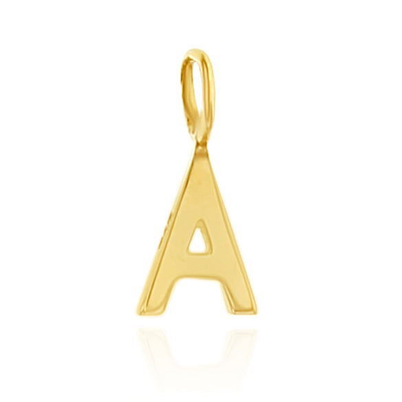 9k Yellow Gold Mini A Initial Charm Pendant