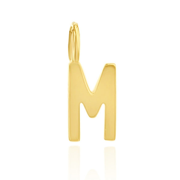 9k Yellow Gold Mini M Initial Charm Pendant