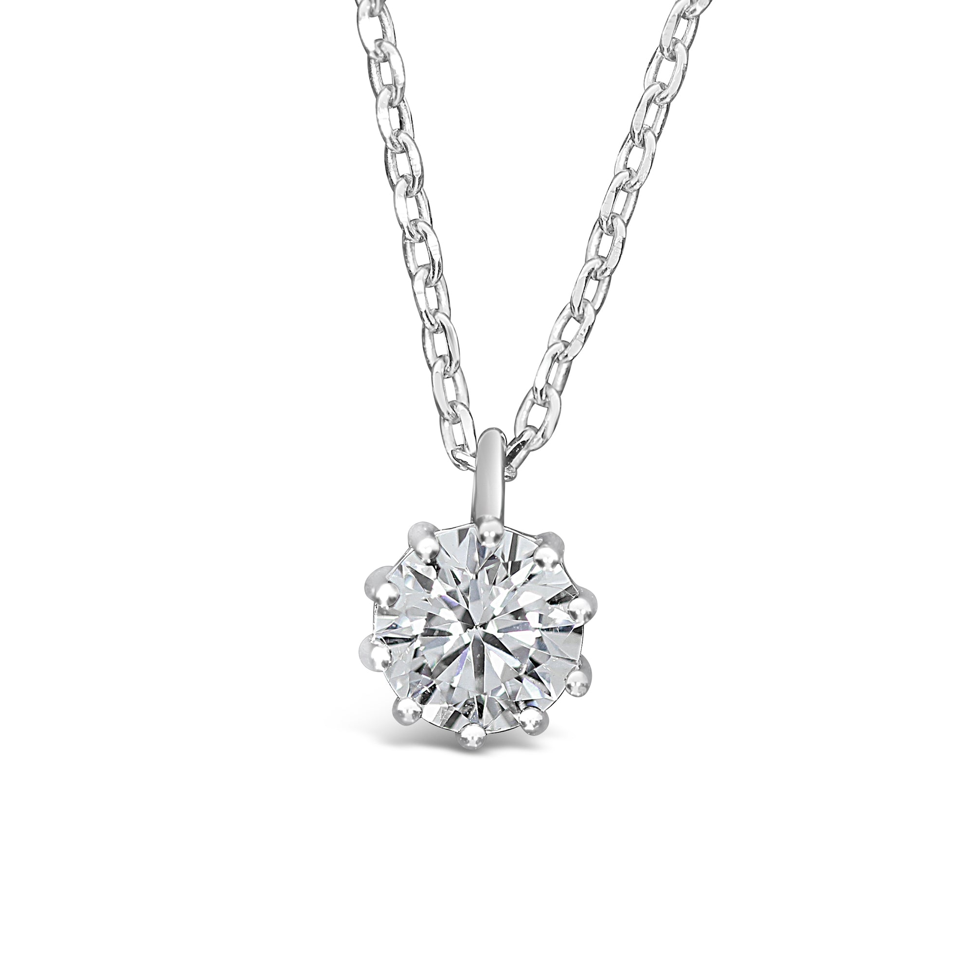 Sterling Silver CZ Solitaire Necklace