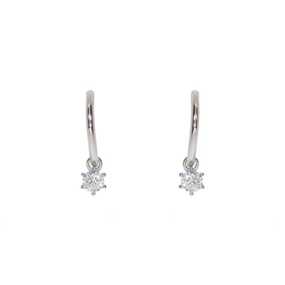 Sterling Silver 'Positivity' CZ Hoops Earrings