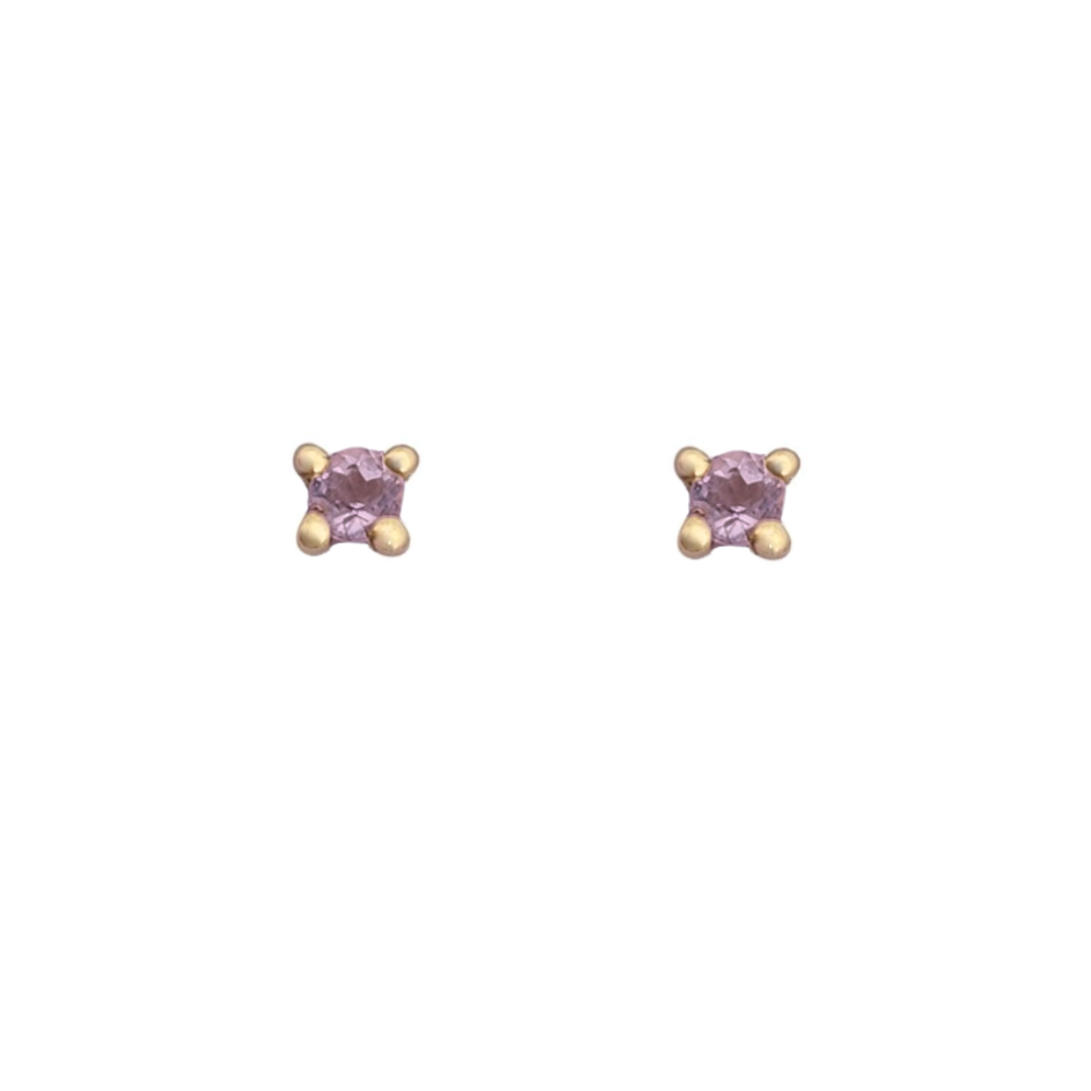 9k Yellow Gold 2mm Amethyst Stud Earrings