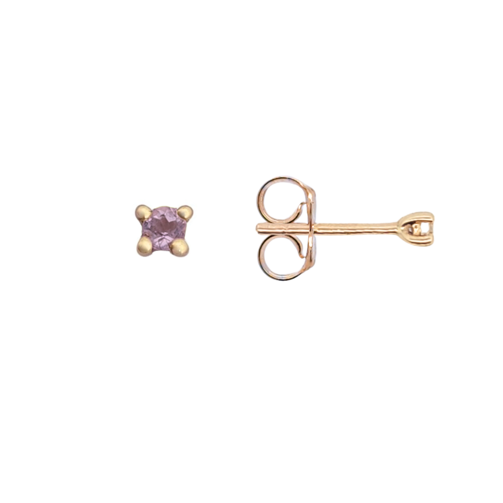 9k Yellow Gold 2mm Amethyst Stud Earrings
