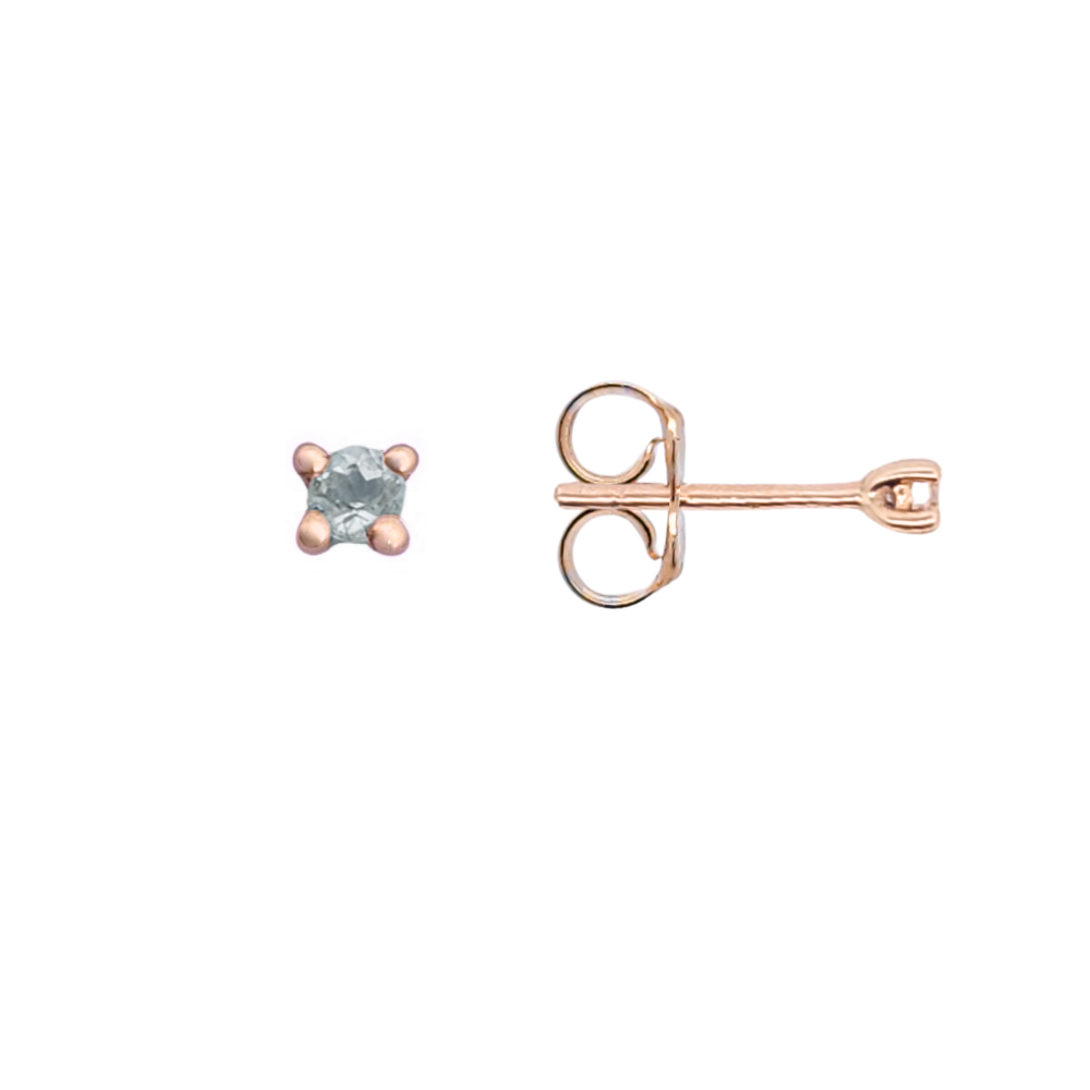 9k Rose Gold 2mm Aquamarine Stud Earrings