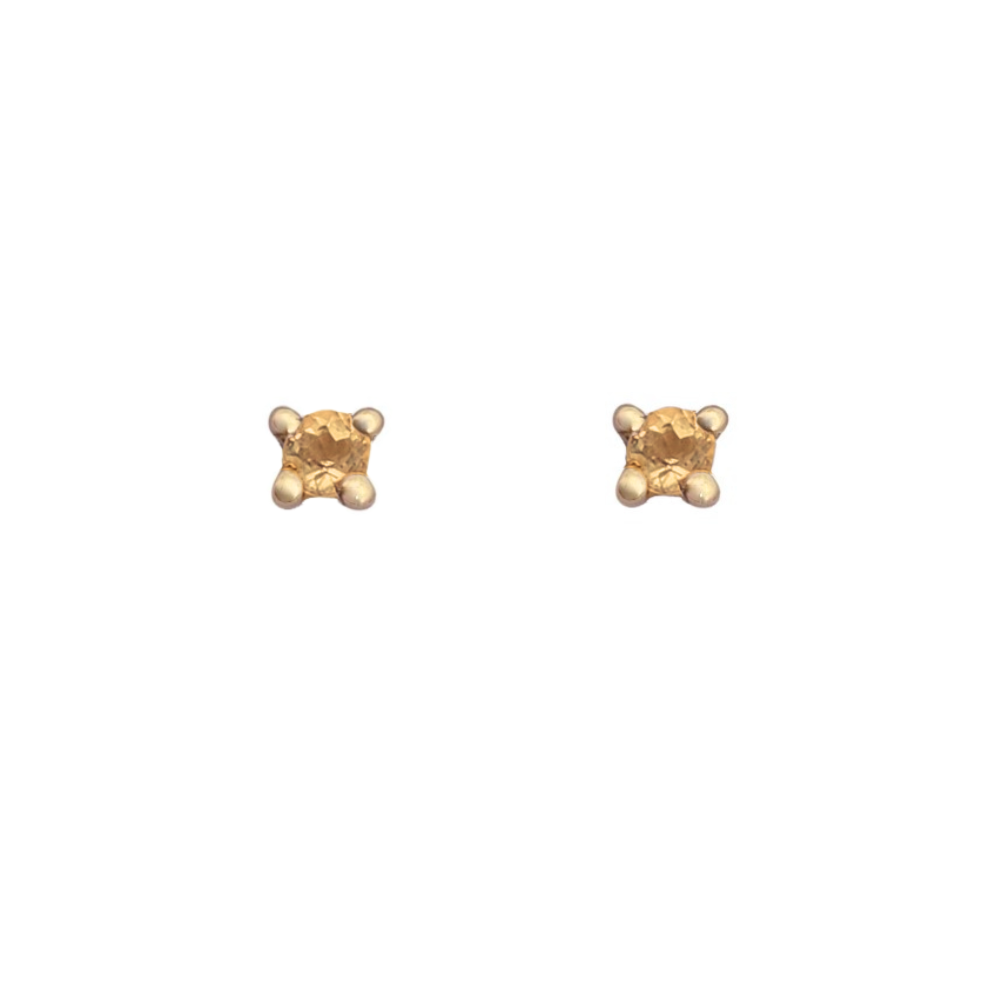 9k Yellow Gold 2mm Citrine Stud Earrings