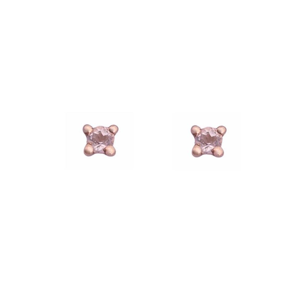 9k Rose Gold 2mm Morganite Stud Earrings