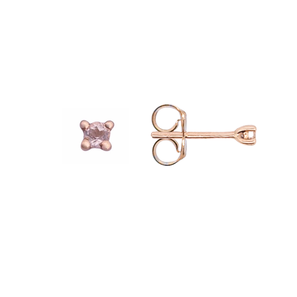 9k Rose Gold 2mm Morganite Stud Earrings