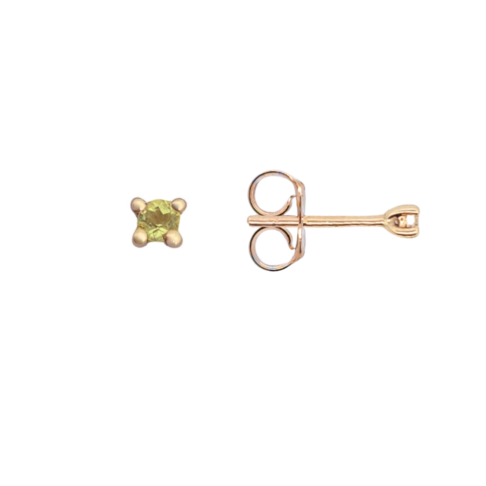 9k Yellow Gold 2mm Peridot Stud Earrings