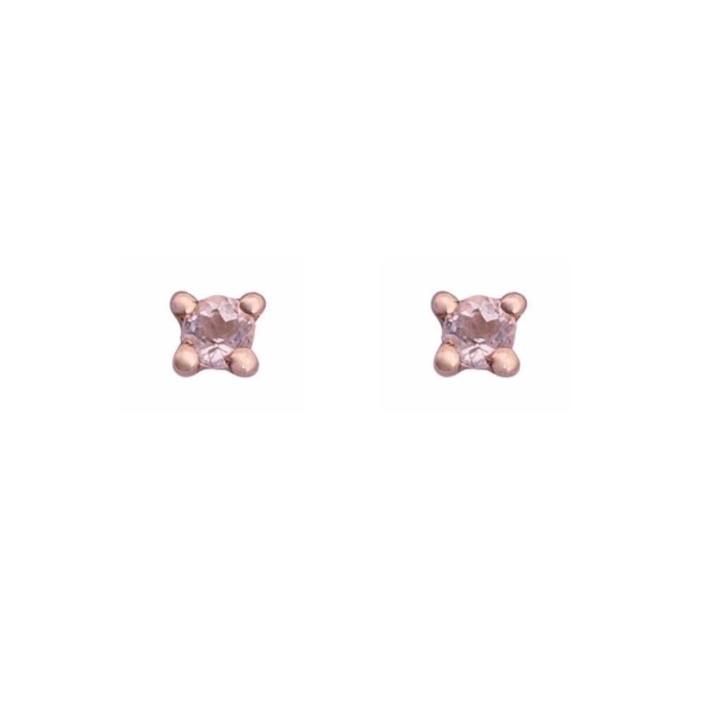 9k Rose Gold 2.5mm Morganite Stud Earrings