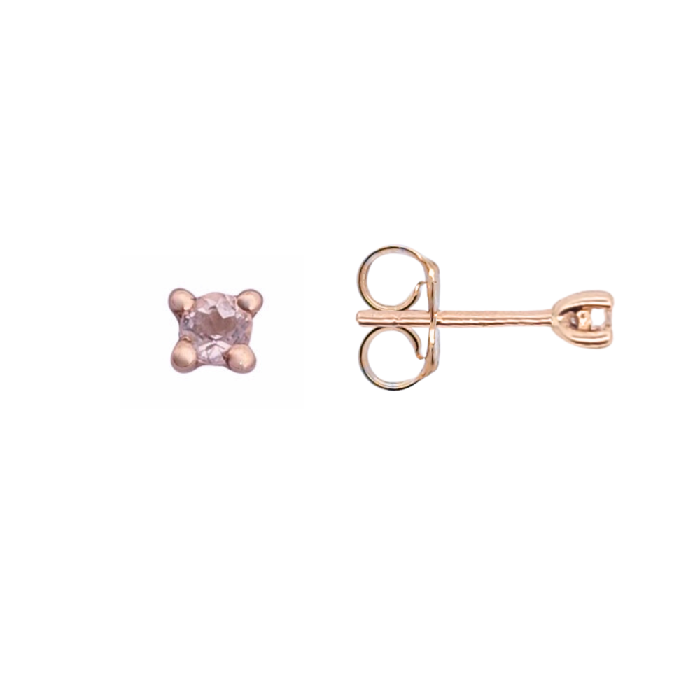 9k Rose Gold 2.5mm Morganite Stud Earrings