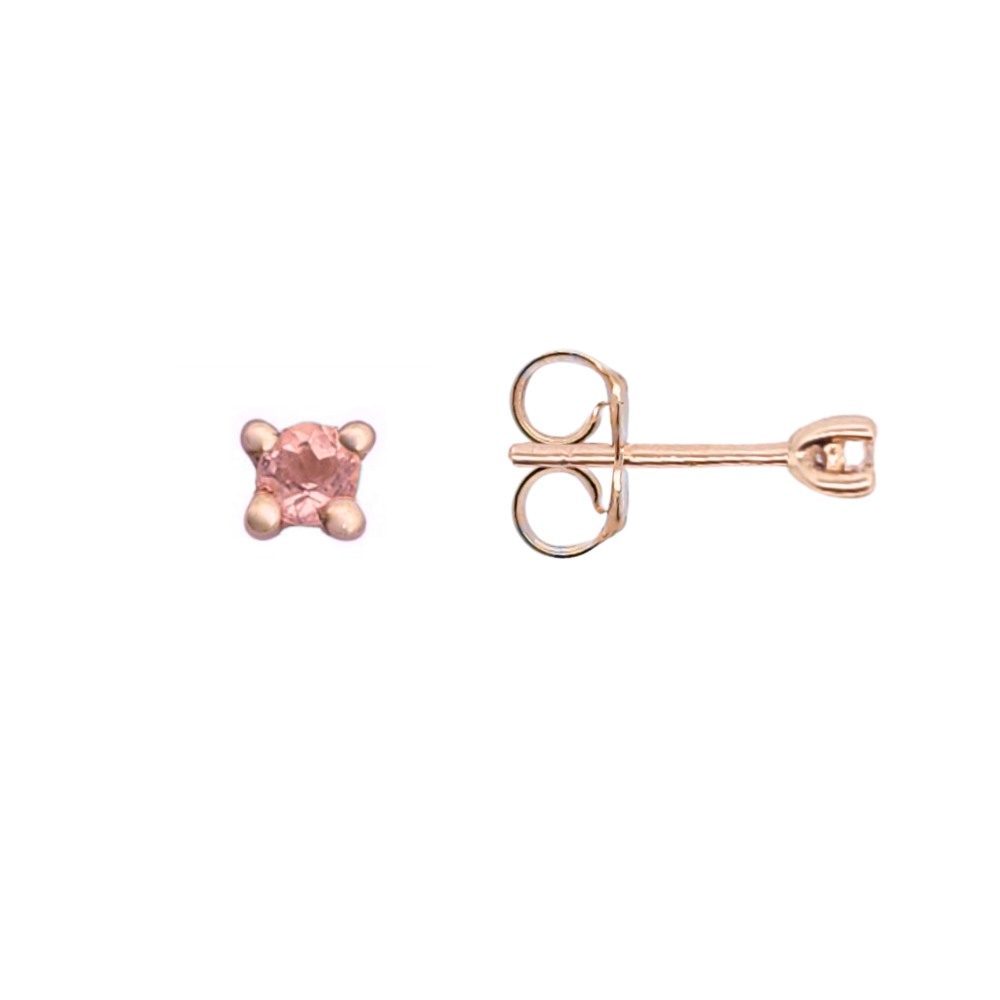 9k Rose Gold 2.5mm Pink Tourmaline Stud Earrings