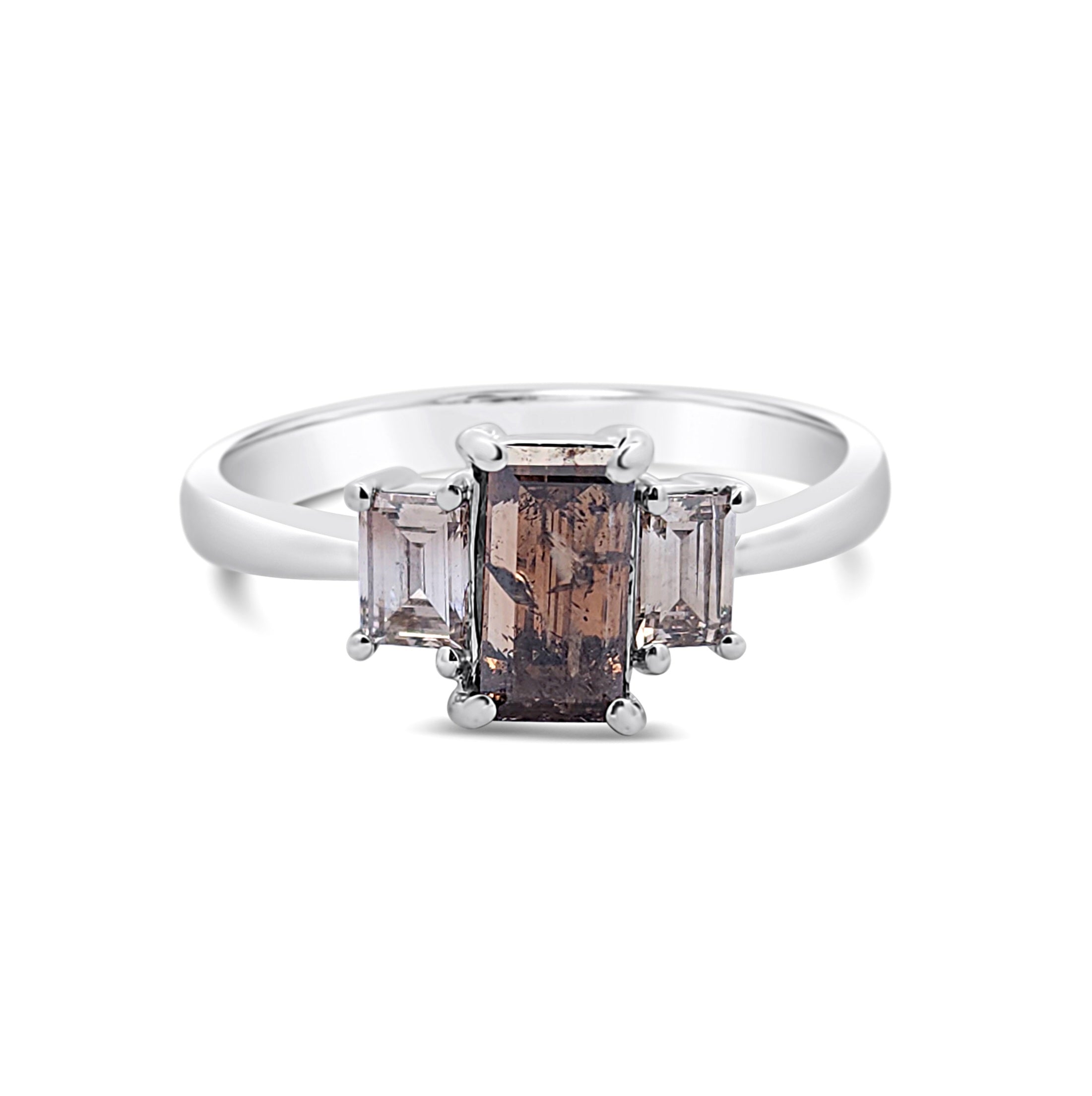 18k White Gold 'Sienna' Chocolate & White Diamond Three Stone Ring