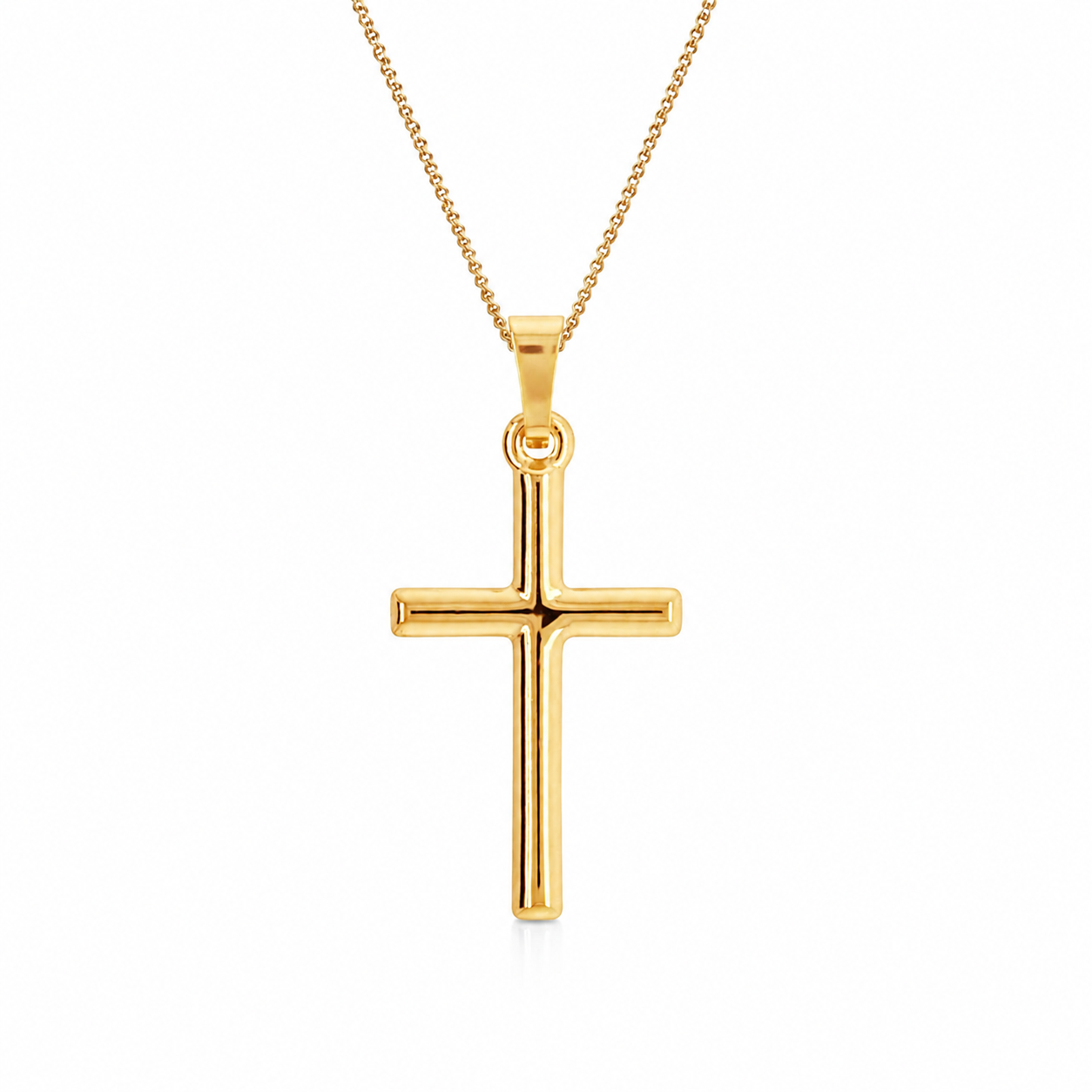 9k Yellow Gold Bonded Cross Necklace