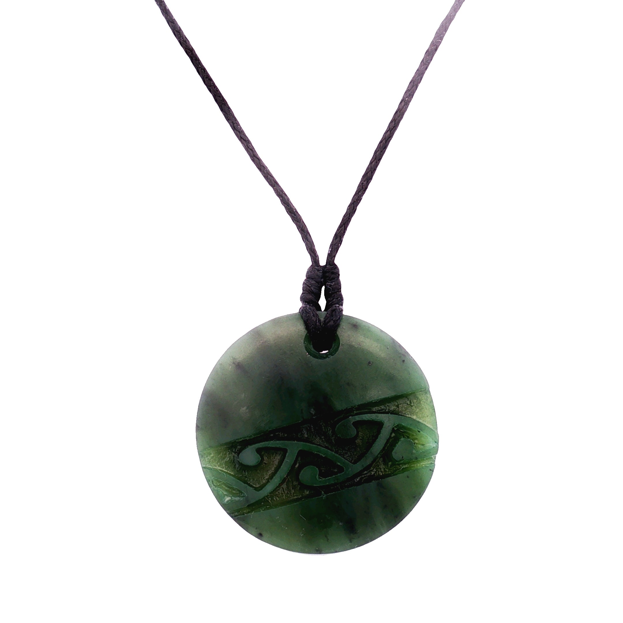 Round Engraved Koru Pounamu Necklace