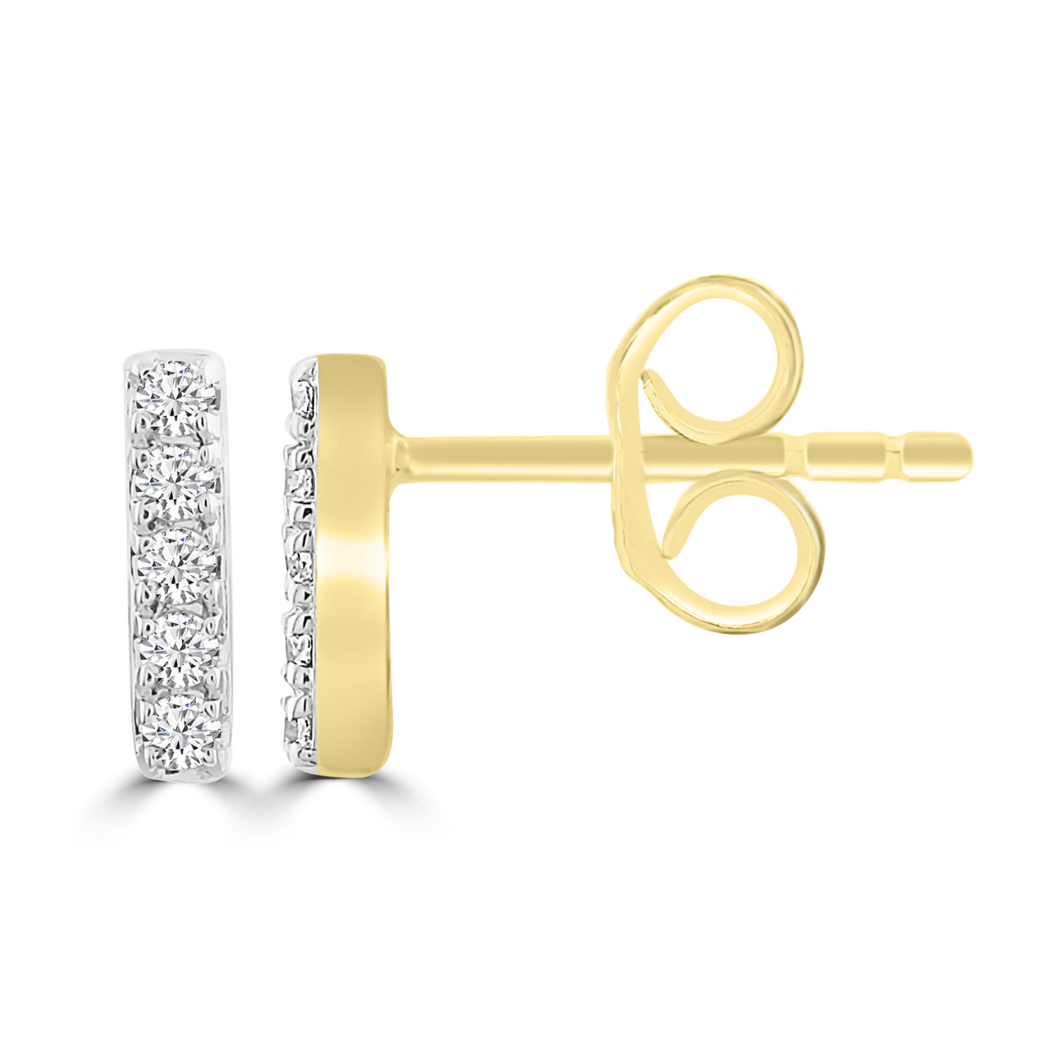 9k Yellow Gold Diamond Line Earrings
