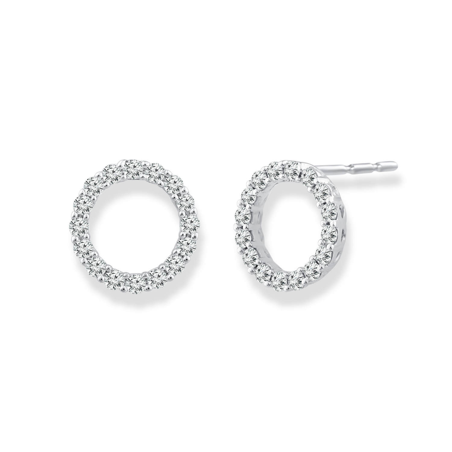 9k White Gold Diamond Circle Earrings