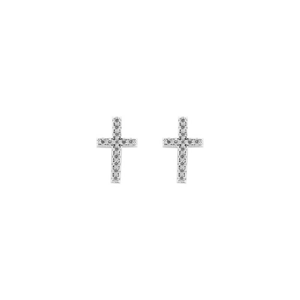 Sterling Silver CZ Cross Studs