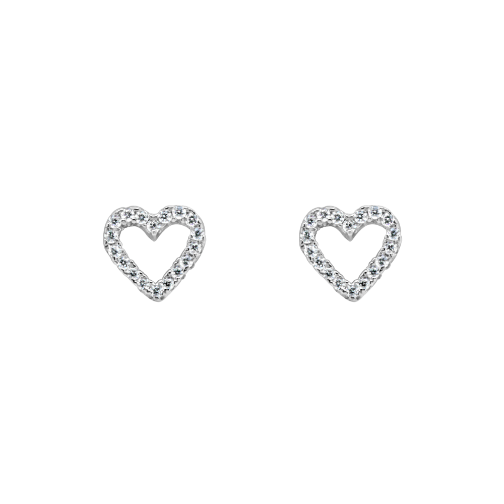 Sterling Silver CZ Micro Heart Studs