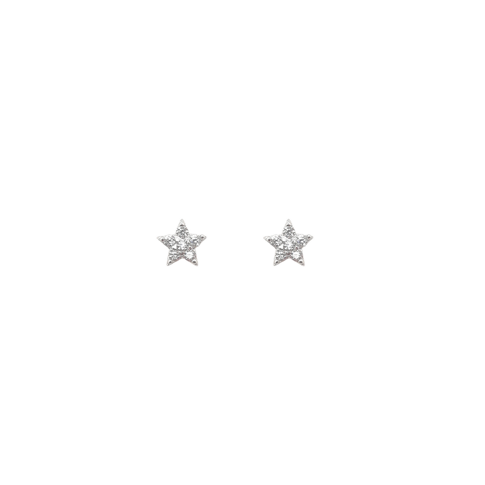 Sterling Silver 'Energy' CZ Mini Star Stud Earrings