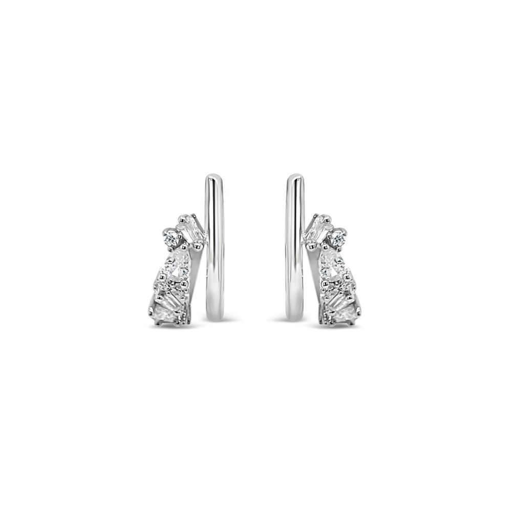 Sterling Silver 'Creativity' Multi Shape CZ Hoop Earrings