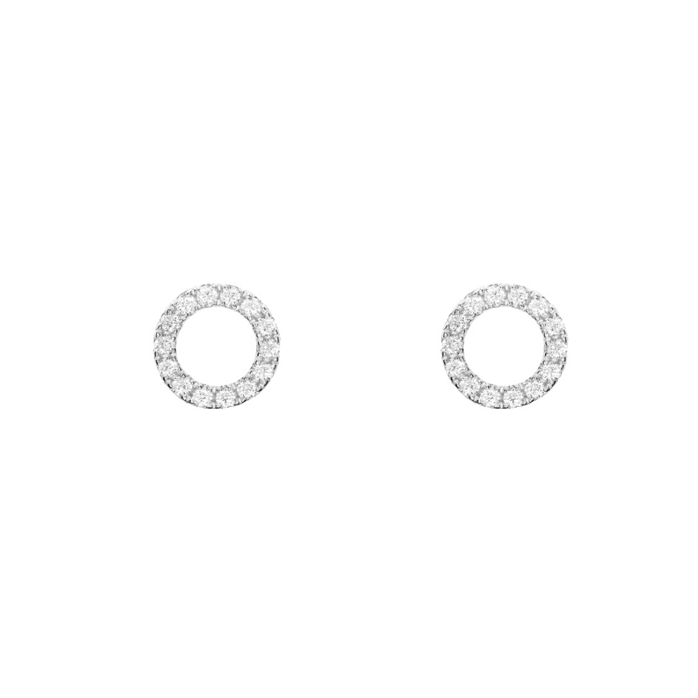 Sterling Silver CZ Circle Stud Earrings