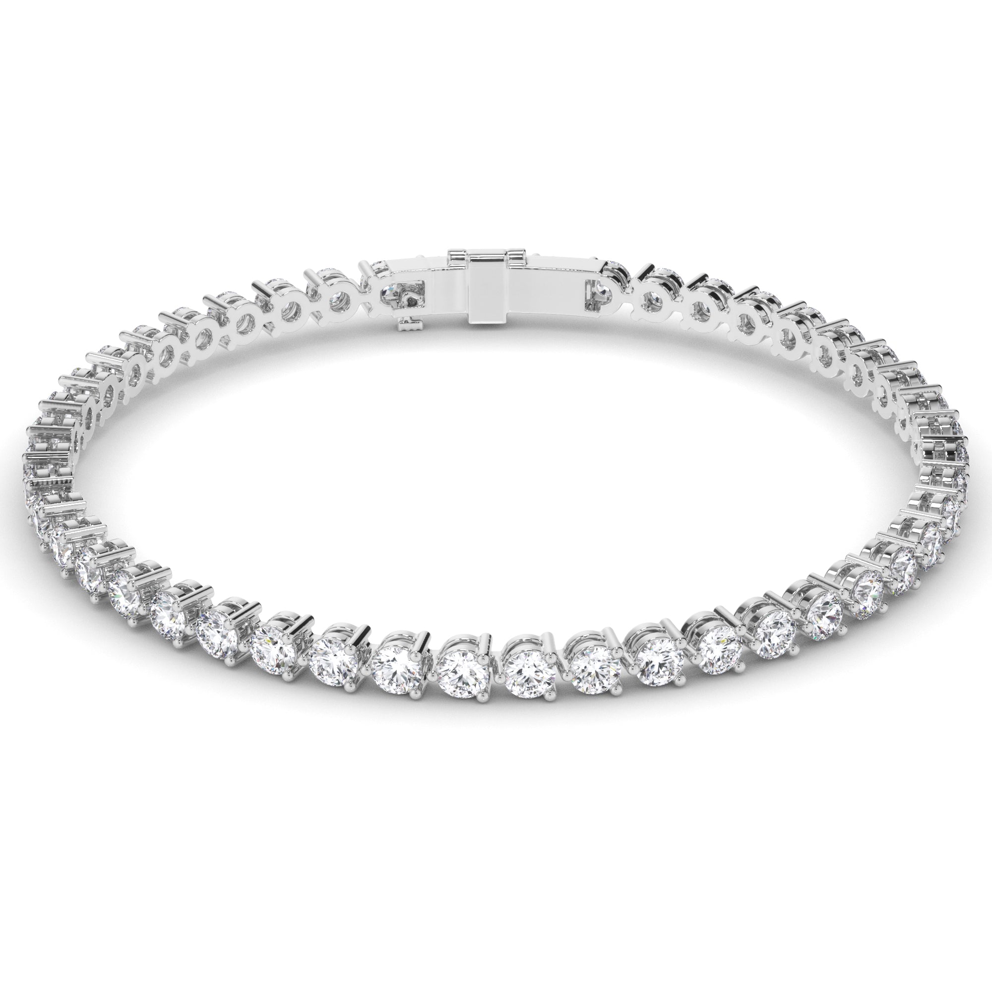 Round Brilliant Cut Natural Mined Diamond Tennis Bracelet