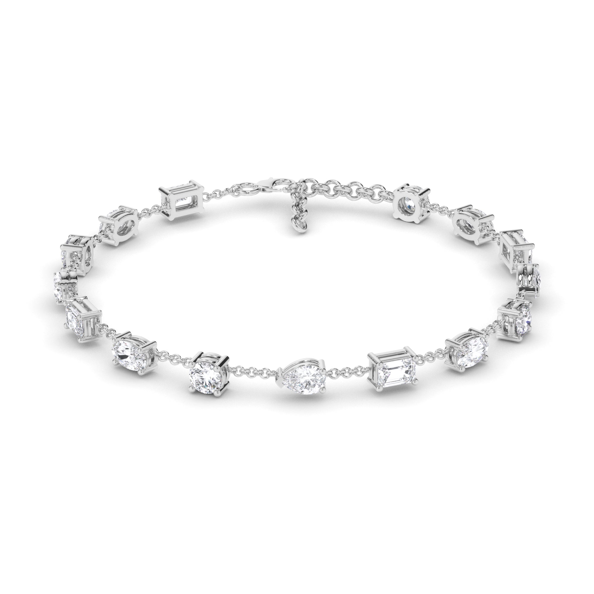 Multi-Shape Natural Mined Diamond Tennis Bracelet