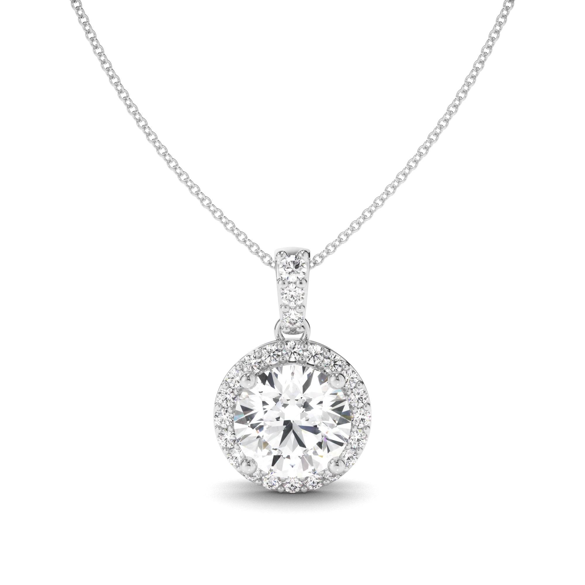 Round Brilliant Cut Diamond Halo Pendant