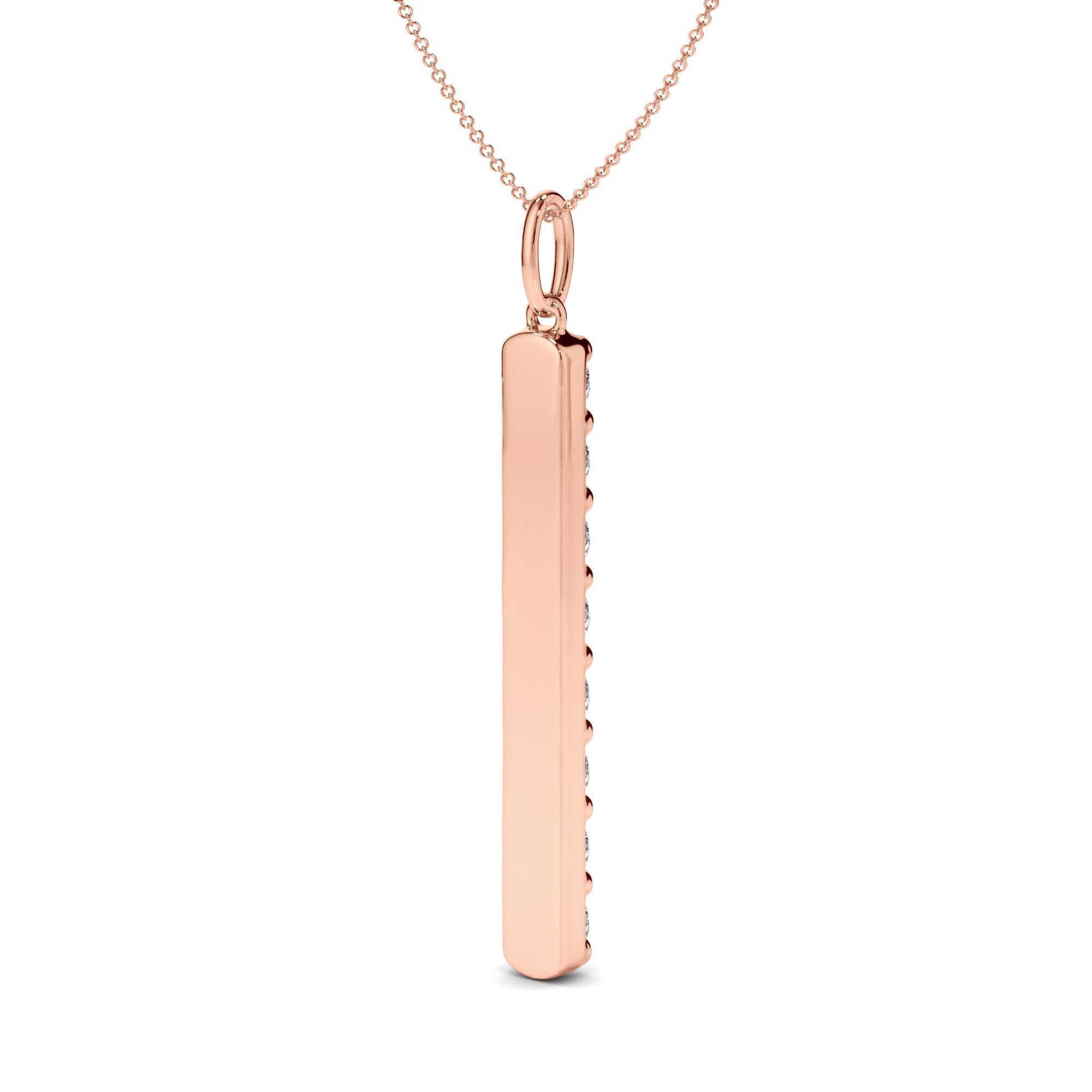 Round Brilliant Cut Diamond Drop Bar Pendant