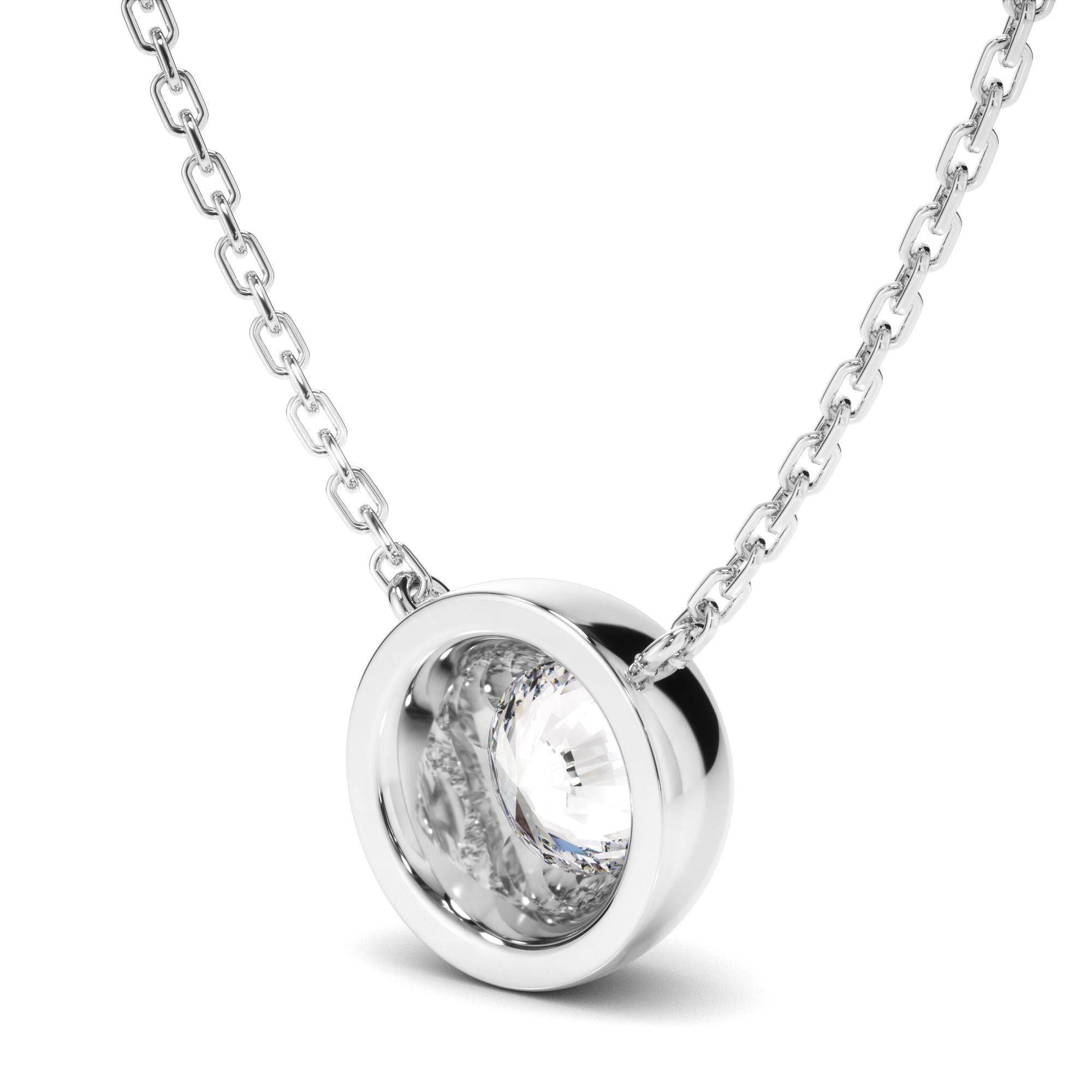 Round Brilliant Cut Diamond Bezel Set Necklet