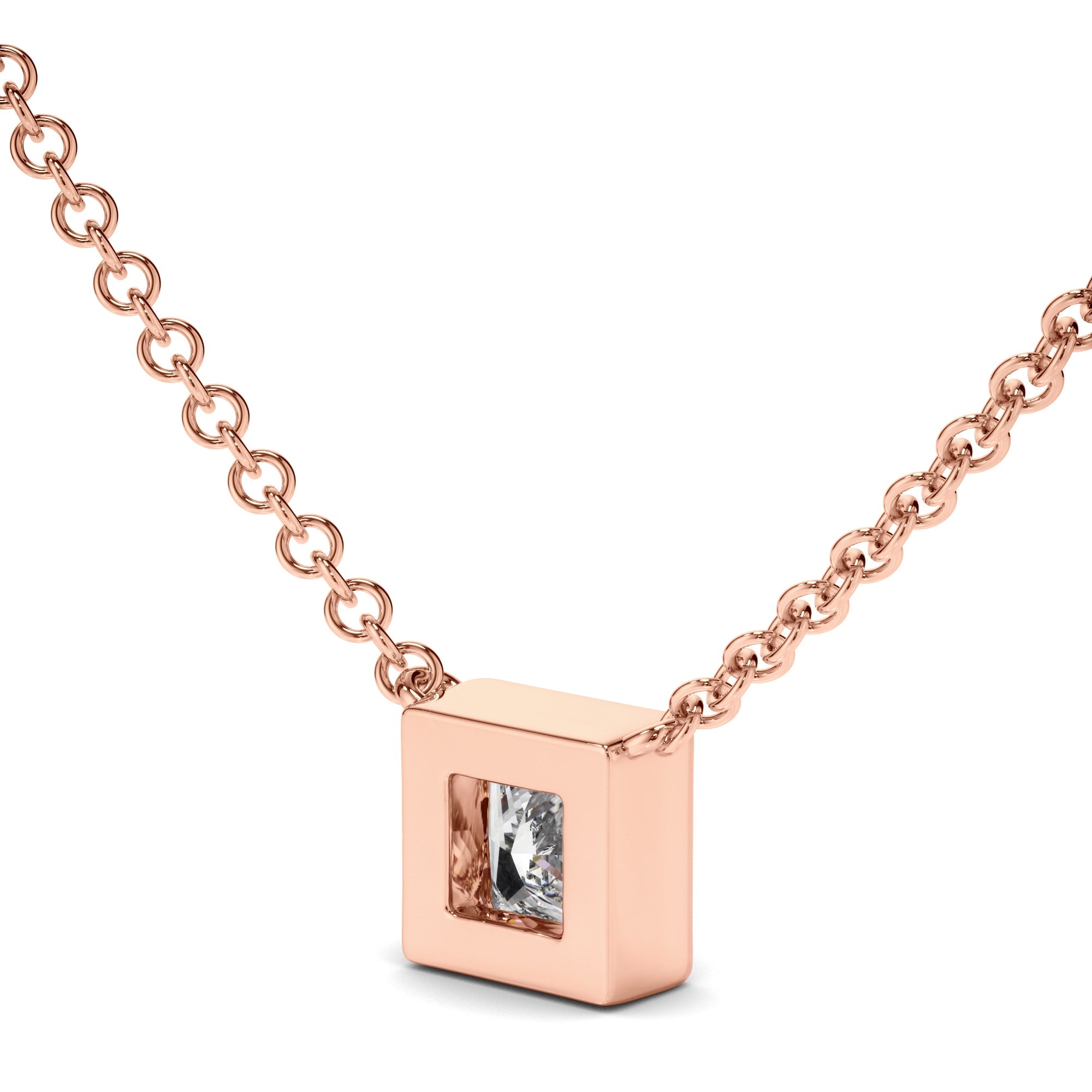 Princess Cut Diamond Bezel Set Necklet