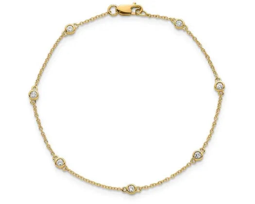 9k Yellow Gold Lab Diamond Station Bracelet