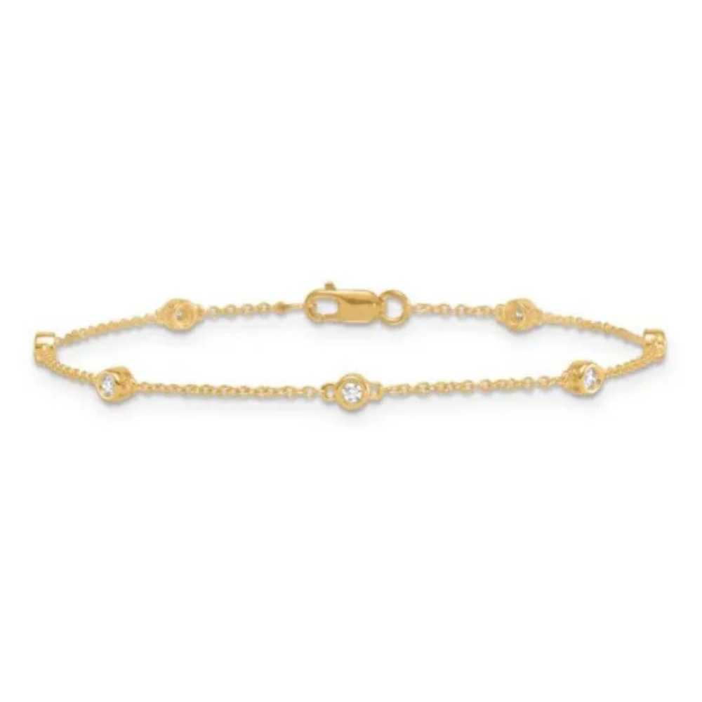 9k Yellow Gold Lab Diamond Station Bracelet