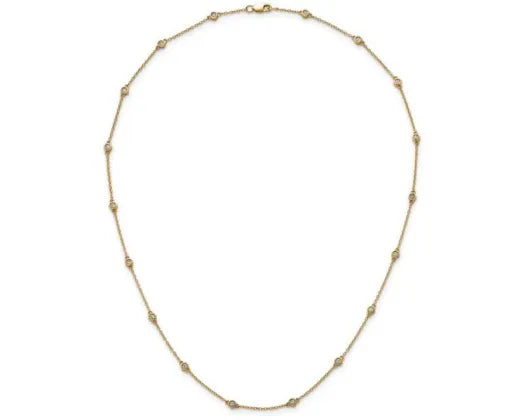 9k Yellow Gold Lab Diamond Station Necklace