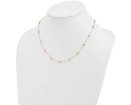 9k Yellow Gold Lab Diamond Station Necklace