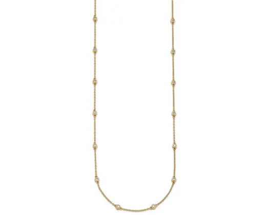 9k Yellow Gold Lab Diamond Station Necklace