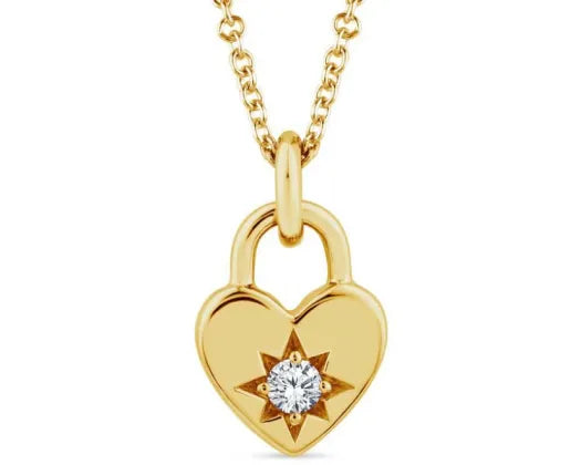 Gold Vermeil Cable Lab Diamond Heart Necklace