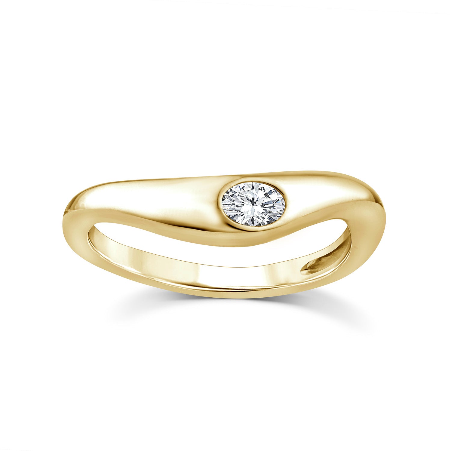 9k Yellow Gold 'Lucie' Oval Lab Diamond Abstract Wave Band