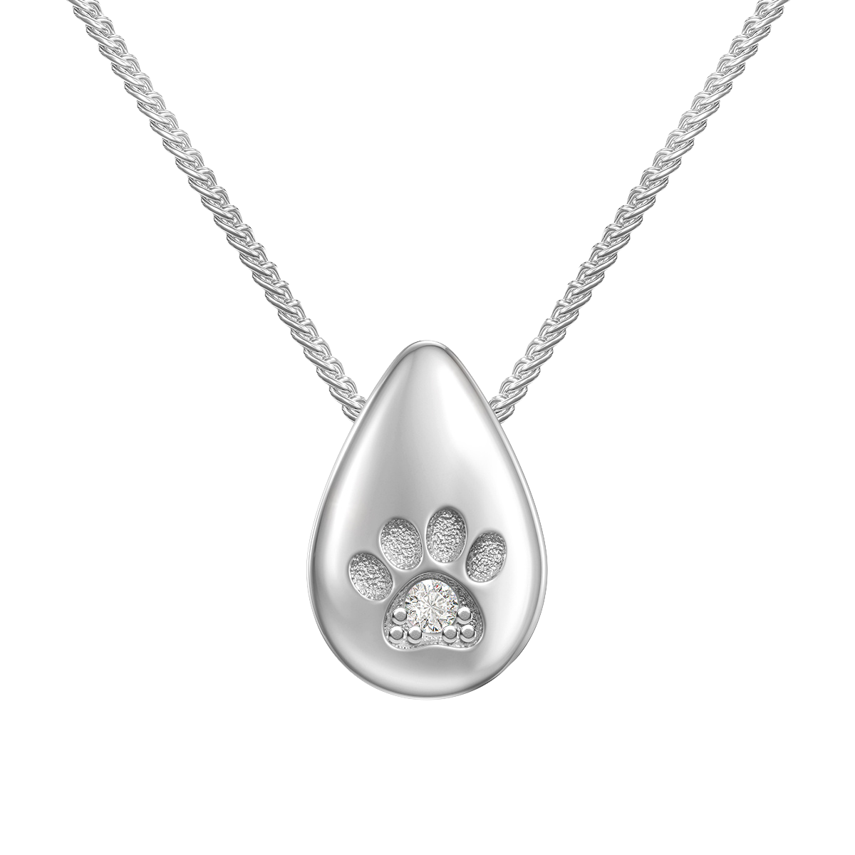 Love in a Jewel Paw Print Love Drop Pendant