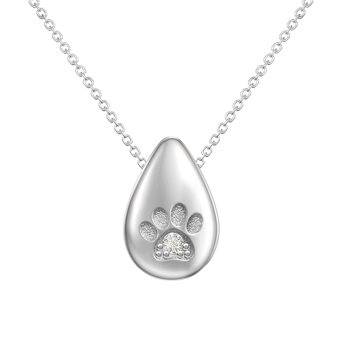 Love in a Jewel Paw Print Love Drop Pendant