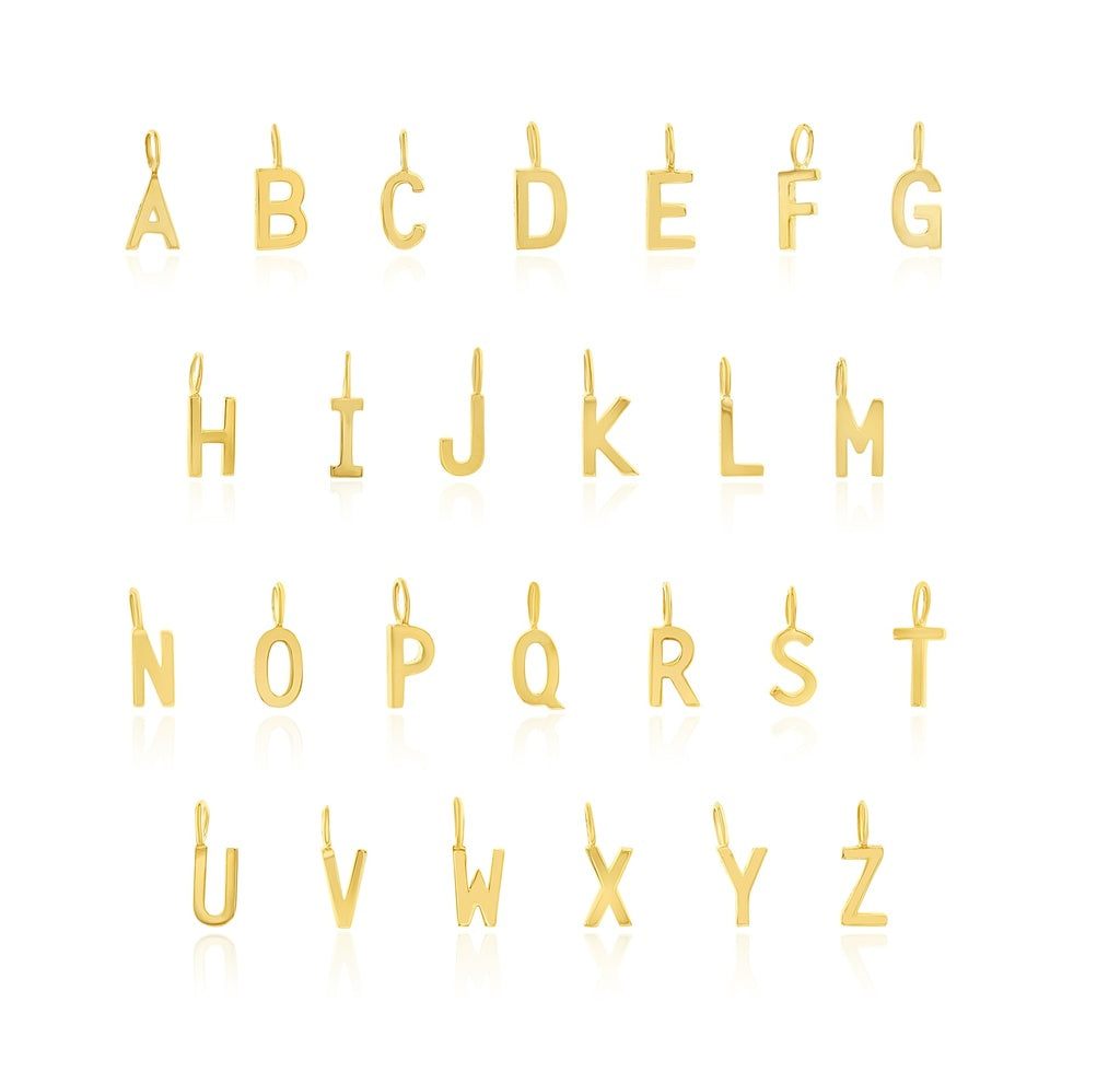 9k Yellow Gold Mini M Initial Charm Pendant